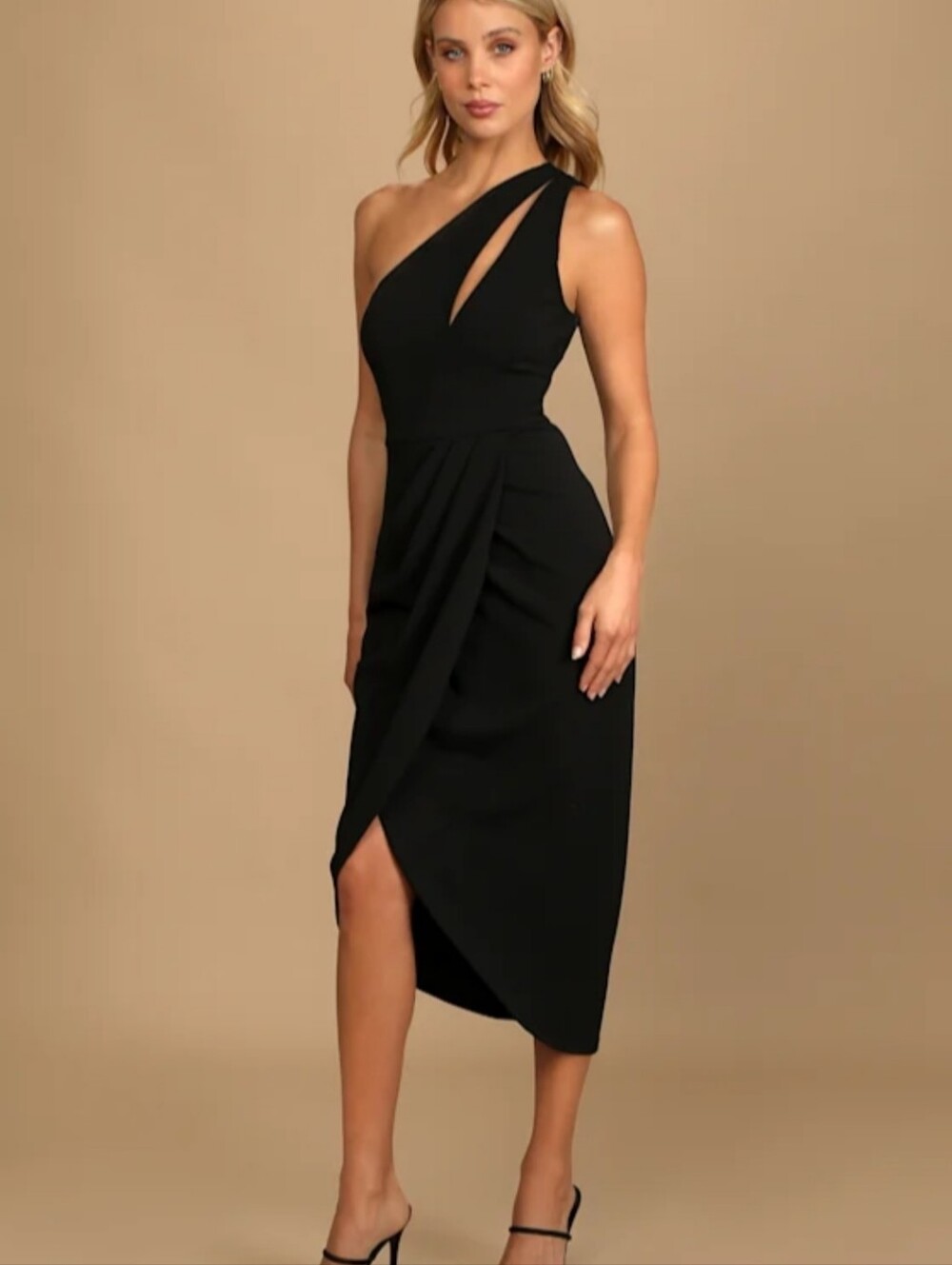 Lulus So Flirty Black One-Shoulder Cutout Asymmetrical Dress Size Small New
